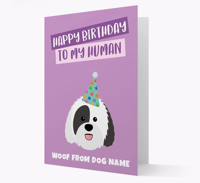 Personalized 'Happy Birthday To My Human' Card with {breedCommonName} Icon